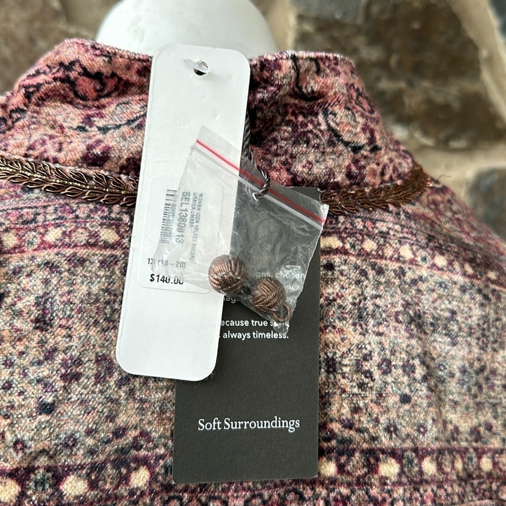 Soft Surroundings NWT Icon Velvet Bolero Urbina Umber Coat Jacket Size Xl - Picture 9 of 10